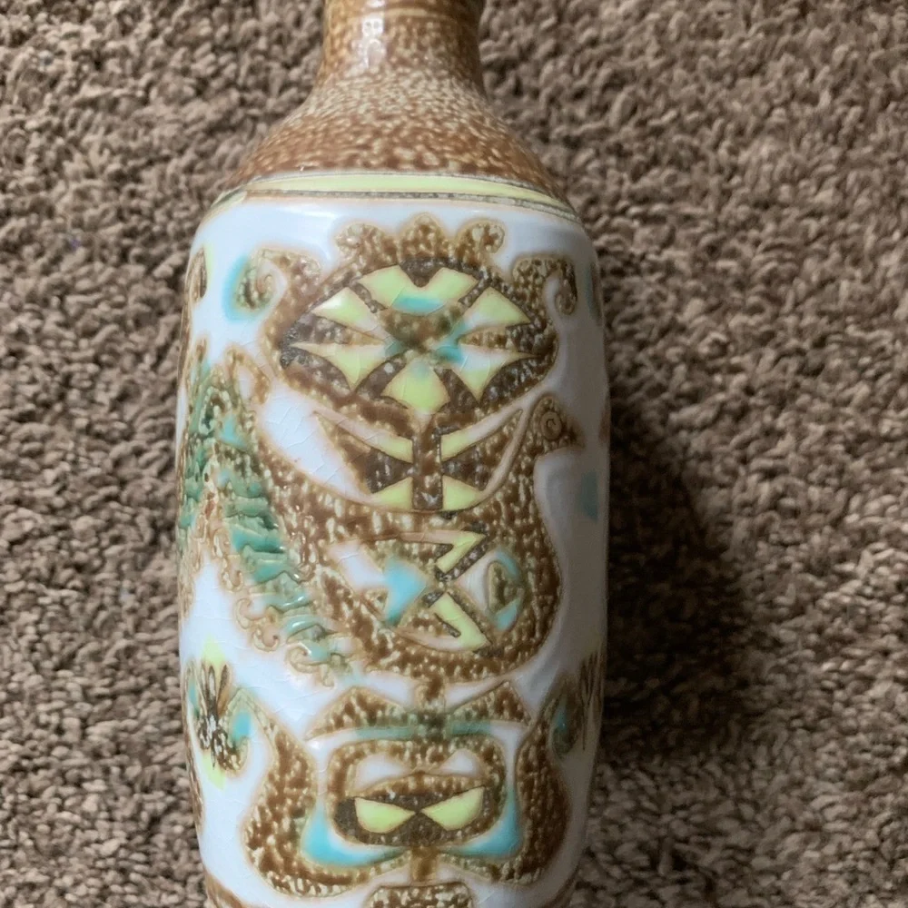 Vintage 1940s–1950s Nils Thorsson Fajance Vase with Bird Motif - Picture 2 of 5